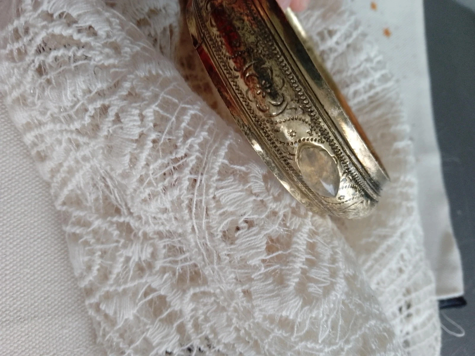 Bracelet jonc ancien avec pierre de labradorite – photo 5